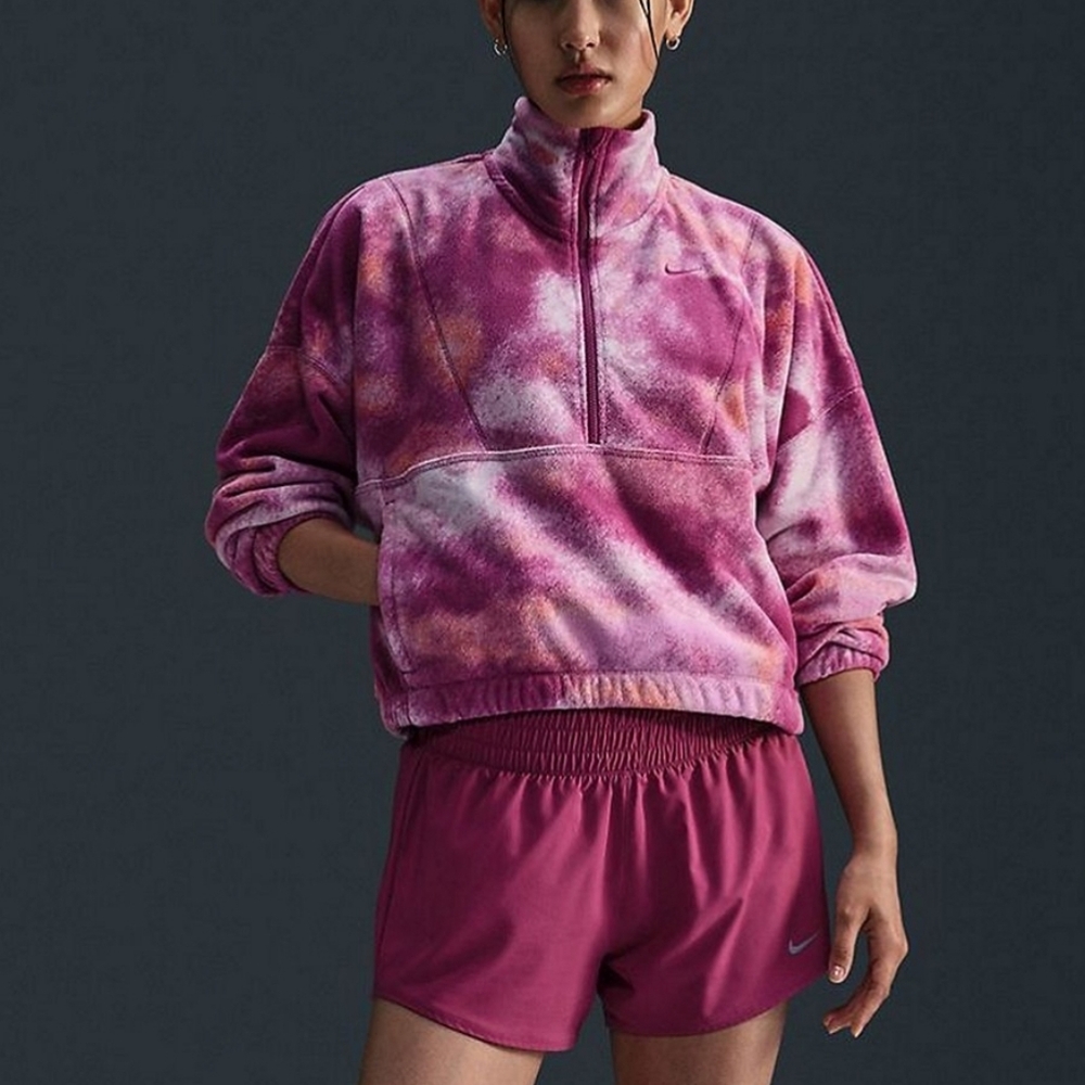 Nike one Therma-FIT oversized half zip fleece pink pullover sweatshirt new - Picture 2 of 9